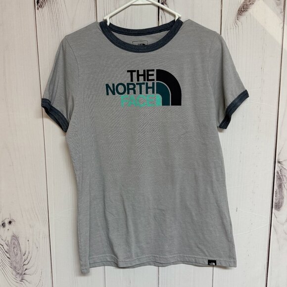 The North Face Women’s Slim Fit Logo Ringer Tee – Light Gray – L - Picture 1 of 8